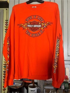 Harley-Davidson Orange and Black Logo Tee
